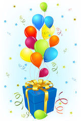 Poster - Birthday Card with Gift and Balloon