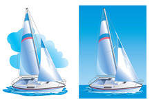 Vector Drawing Of The Yacht On The Sea