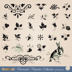 Wall Mural - Vintage floral design element, vignettes and ornaments
