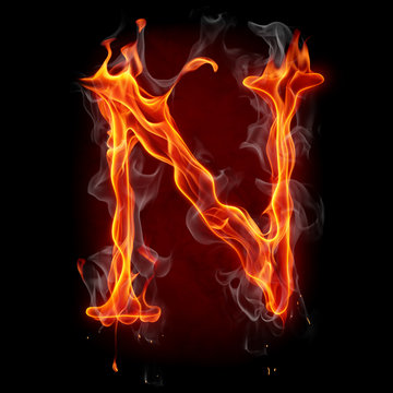 Fire font. Letter N.