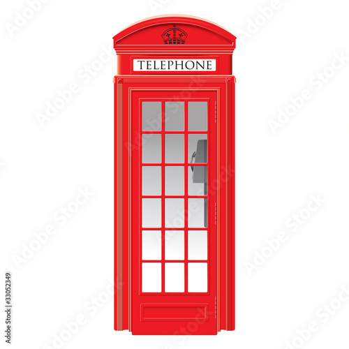 Plakat na zamówienie Red telephone box - London - detailed isolated illustration