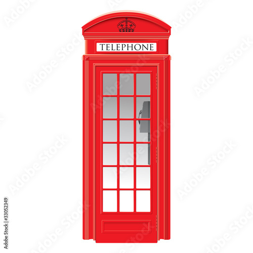 Nowoczesny obraz na płótnie Red telephone box - London - detailed isolated illustration