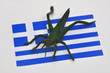 griechische Fahne mit Heuschrecke