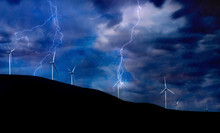 Wind Turbines On Electric Storm