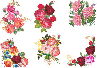 Wall Mural - six bunch of roses collection