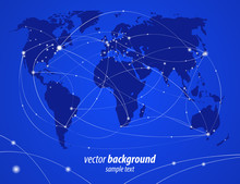 Vector Illustration Night Travel World Map