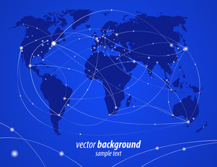 Vector illustration night travel world map