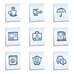 Wall Mural - Travel web icons set 4, blue notes