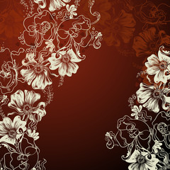 Fototapete - background with decorative flowers