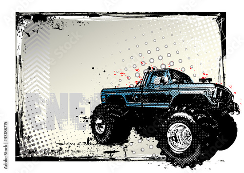 Naklejka - mata magnetyczna na lodówkę monster truck poster