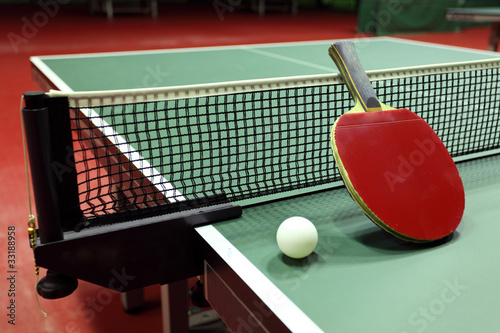 Foto-Schiebegardine mit Schienensystem - Equipment for table tennis - racket, ball, table (von TTstudio)