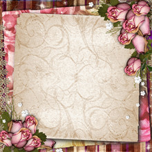 Pink And Purple Vintage  Background With Dried Roses