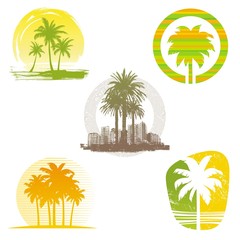 Wall Mural - Vector set - palm tree emblems & labels
