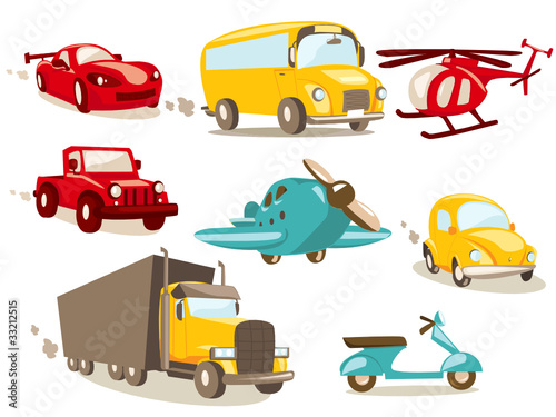 Nowoczesny obraz na płótnie Cartoon vehicles, vector illustration