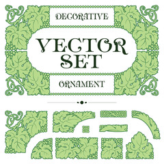 Wall Mural - set of plant elements for creating borders and frames