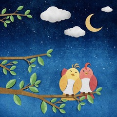 Wall Mural - bird recycled paper craft