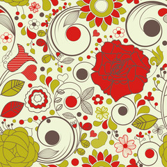 Wall Mural - Vector floral wallpaper (seamless pattern)