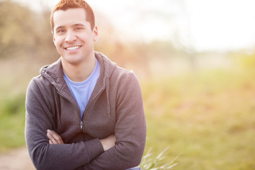 Mixed race man smiling