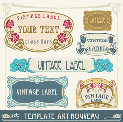 set of vector labels in art nouveau