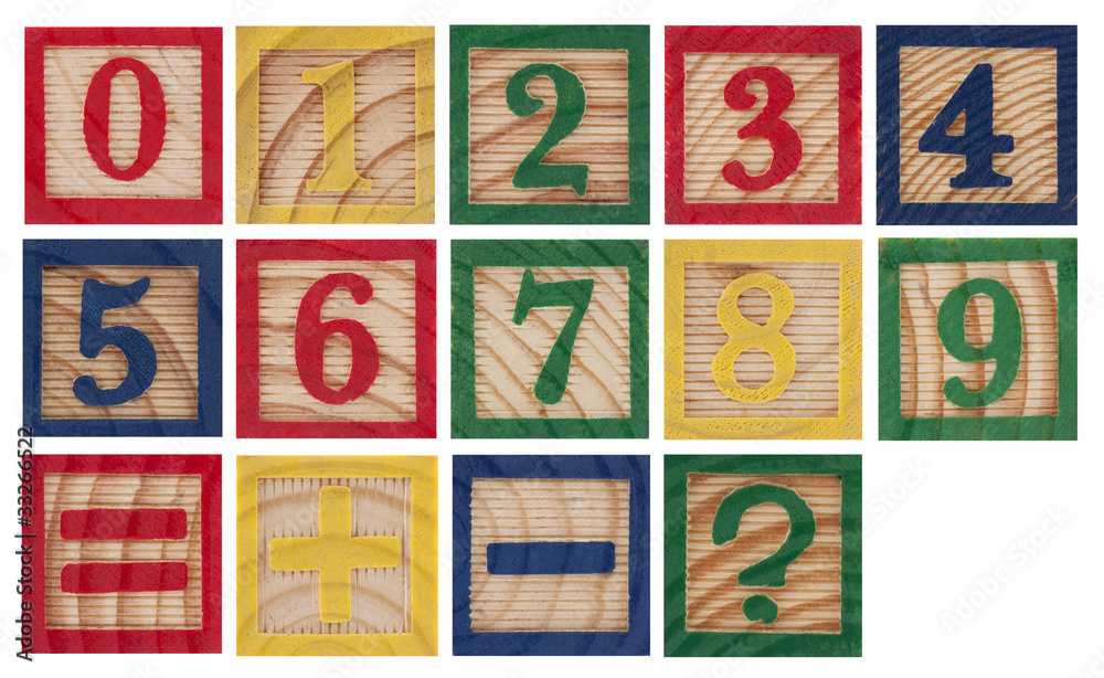 Wooden colorful numbers isolated on white Stock Photo | Adobe Stock
