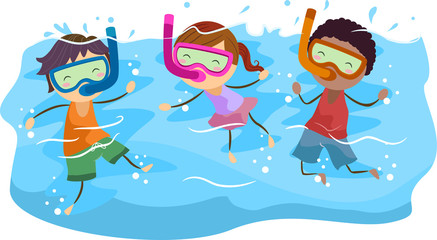 Wall Mural - Snorkeling Kids