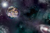 Fototapeta Kosmos - digital illustration of a strange planet in outer space
