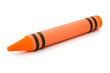 Single orange crayon isolated on white