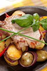 Poster - Roasted pork chop and potatoes