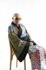 Wall Mural - fashion grandpa with kimono