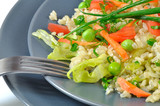 Fototapeta  - risotto z warzywami i zielonym groszkiem
