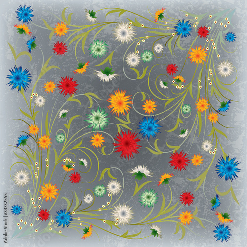 Naklejka dekoracyjna abstract grunge illustration with flowers