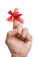 Wall Mural - Red bow on finger