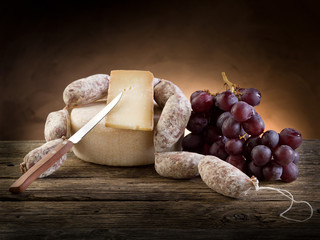 Wall Mural - cheese salami and  grapes