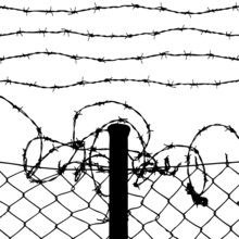 Vector Of Wired Fence With Four Barbed Wires