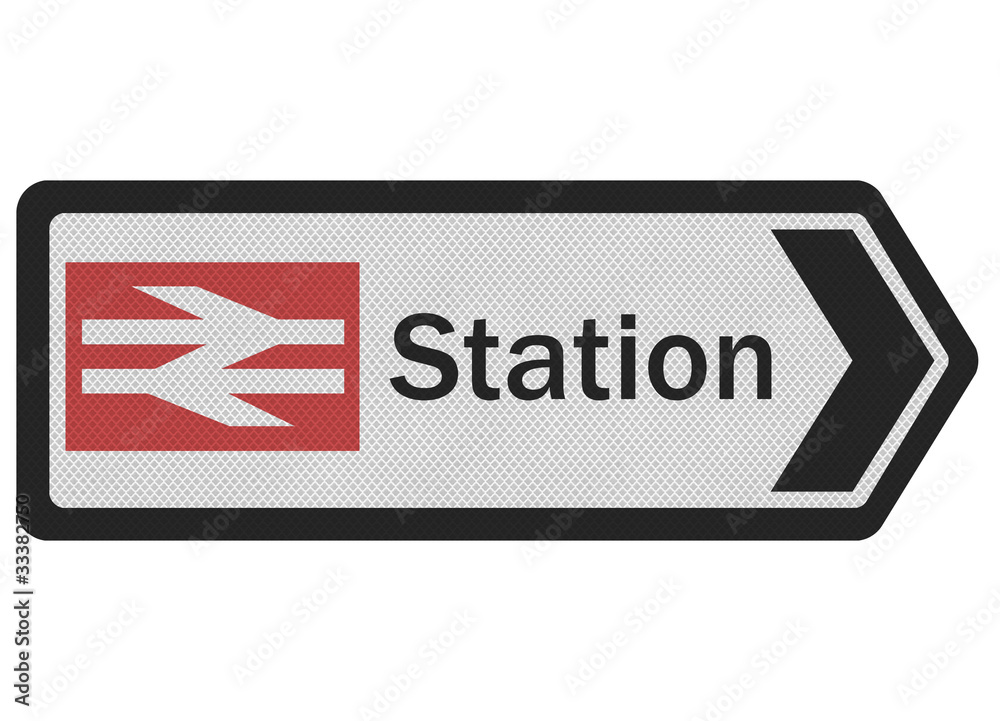 Station Sign Post Photo realistic 'station' sign, isolated on white Stock Illustration ...