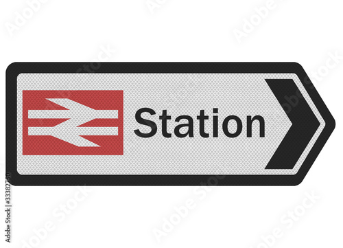 Photo realistic ‘station’ sign, isolated on white Stock Illustration