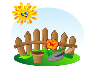 Sticker - Garden background