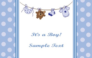 Sticker - Blue Baby Boy Announcement