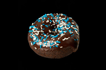 Wall Mural - Double Chocolate Donut with Black Background