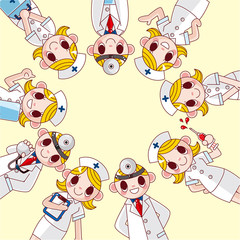 cartoon doctor and nurse card