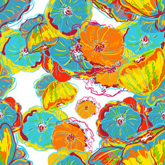 Sticker - abstract watercolor flowers