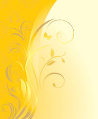 Wall Mural - Floral ornament on the yellow background