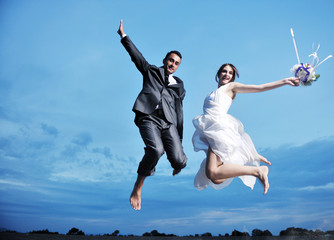 Wall Mural - romantic beach wedding at sunset