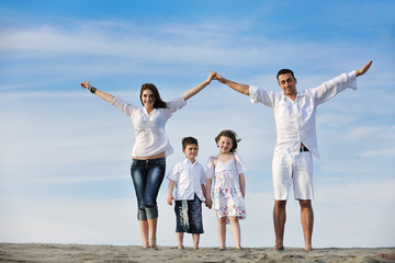 Wall Mural - family on beach showing home sign