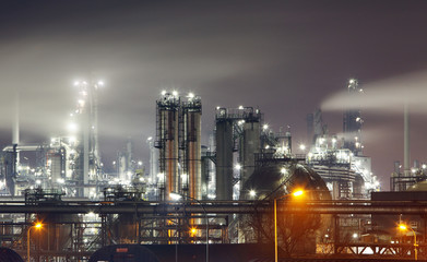 Wall Mural - Petrochemical plant in night