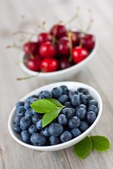 Canvas Print - Blueberries and cherries