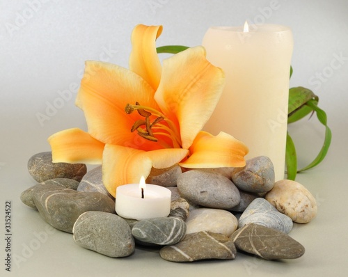 Foto-Doppelrollo - Kerzen, Blüte (von photocrew)