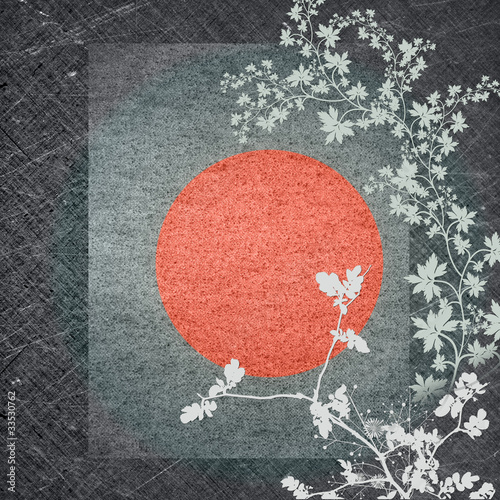 Plakat na zamówienie Grey background in oriental style