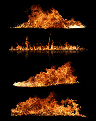 Wall Mural - High resolution fire collection on black background