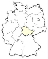  Deutschlandkarte, Thüringen hervorgehoben